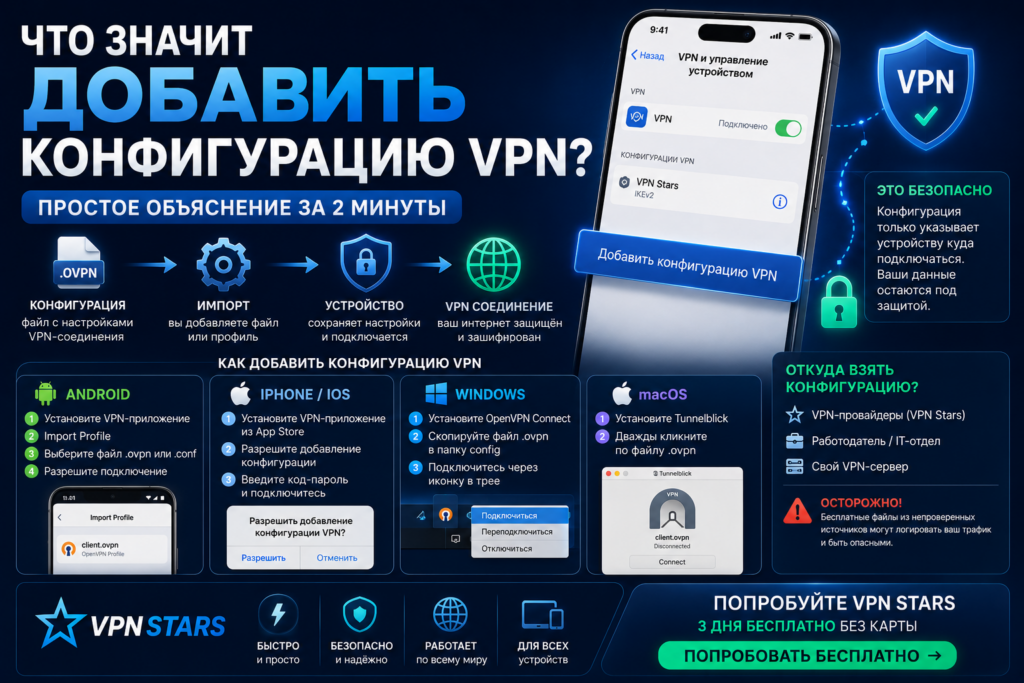добавить конфигурацию vpn — пошаговая инструкция