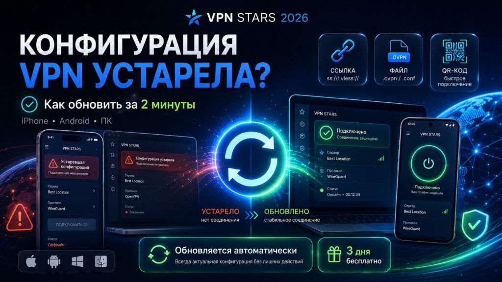 как обновить конфигурацию vpn на телефоне и пк — пошаговая инструкция