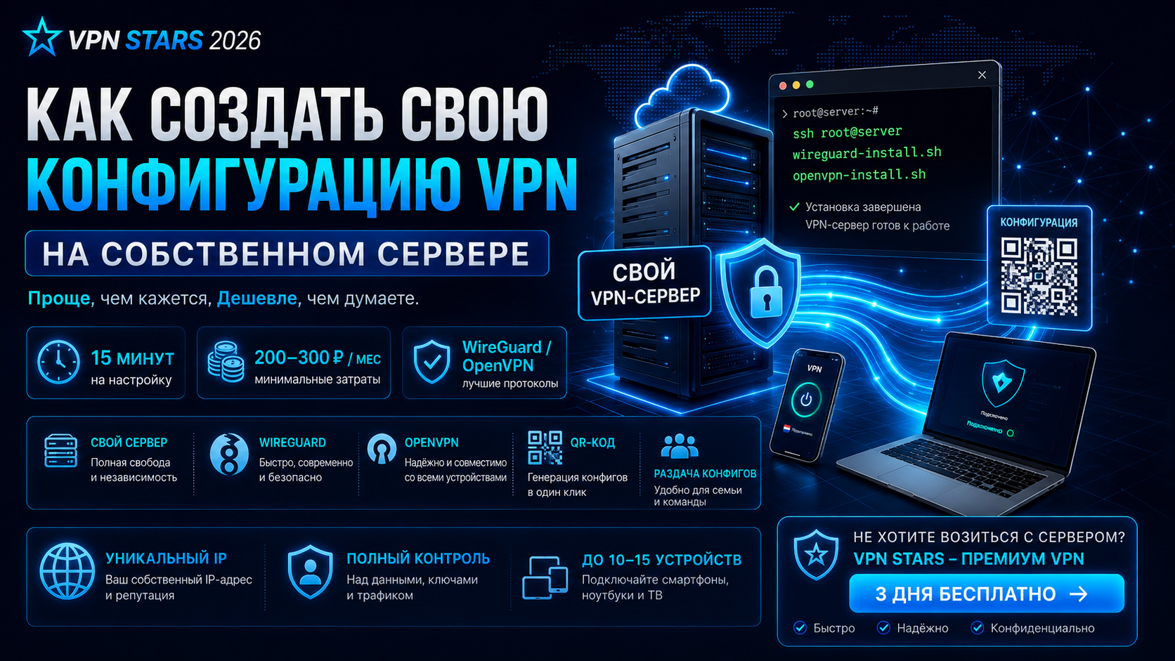 создать конфигурацию vpn на своём сервере — пошагово