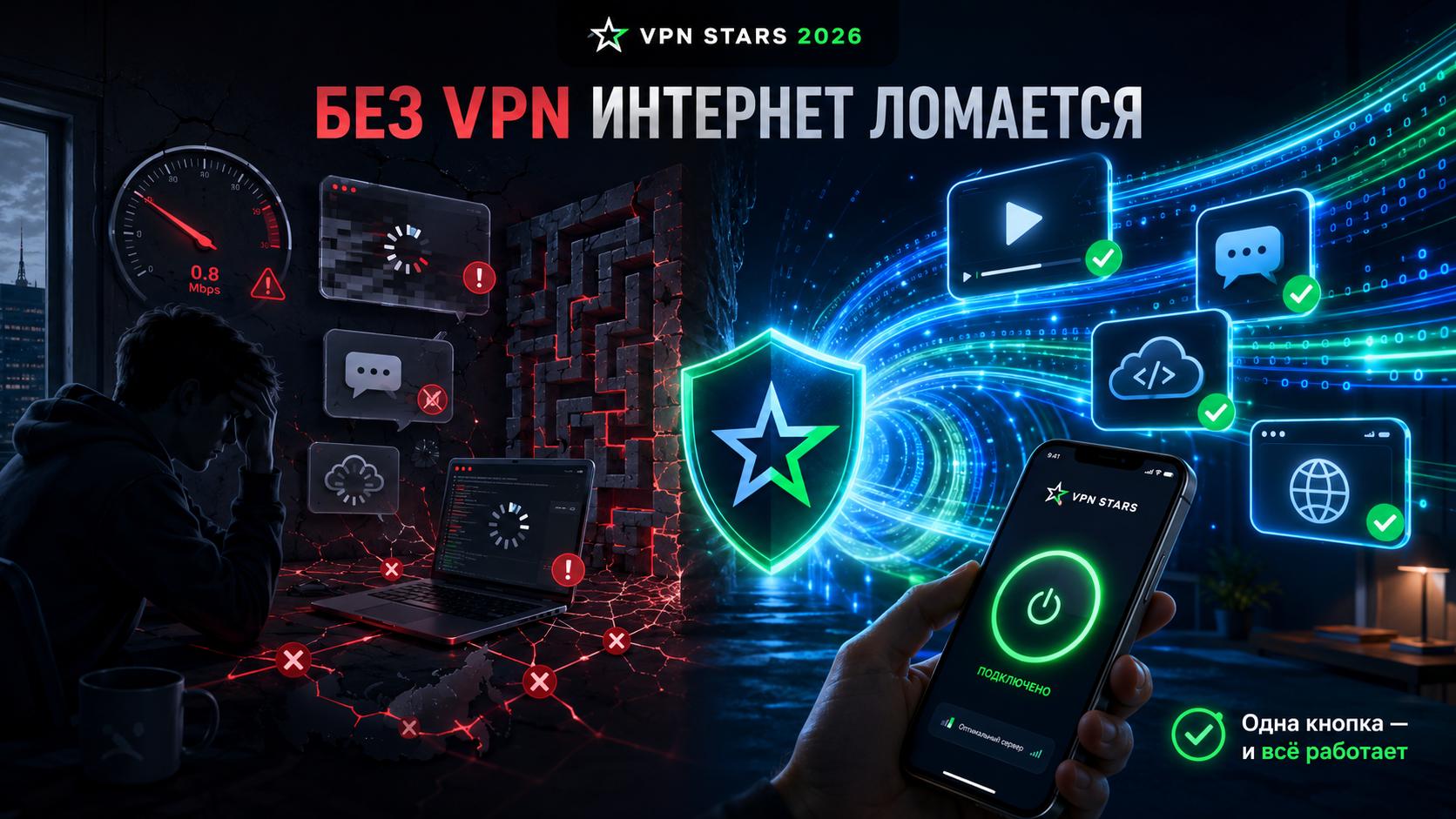 интернет не работает без vpn — сайты открываются только через vpn