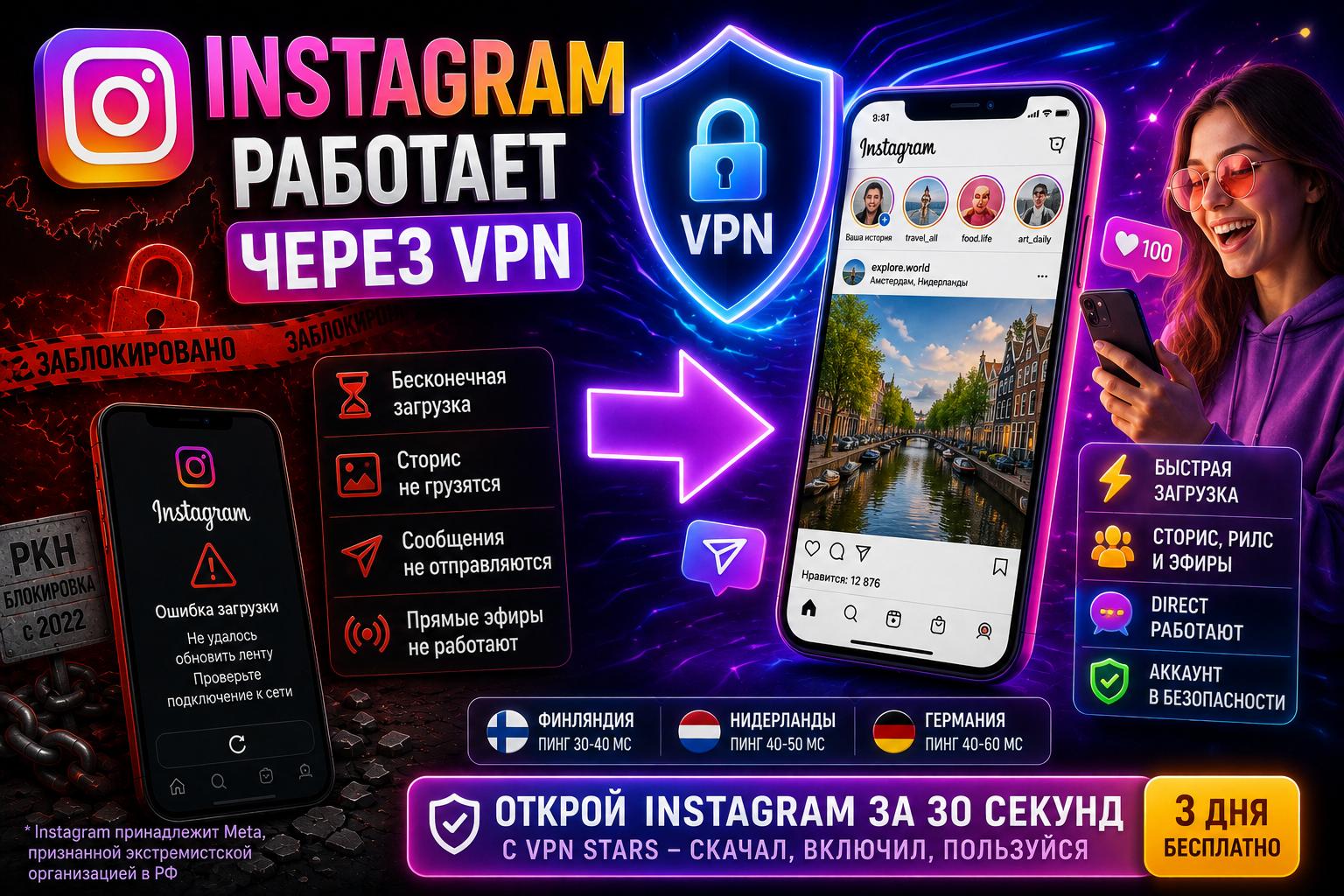 vpn для instagram — как зайти из России после блокировки 2026