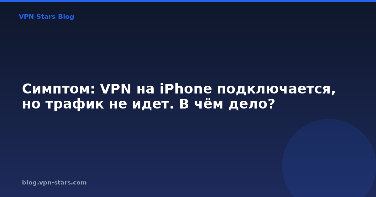 симптом: vpn на iphone подключается, но трафик не идет. в чём дело?